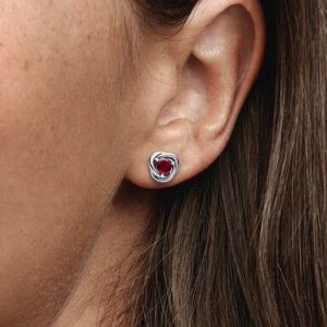 FINAL SALE - January Red Eternity Circle Stud Earrings