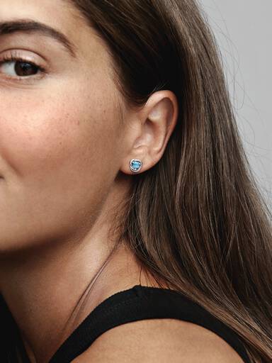 FINAL SALE - December Turquoise Blue Eternity Circle Stud Earrings - Image 3
