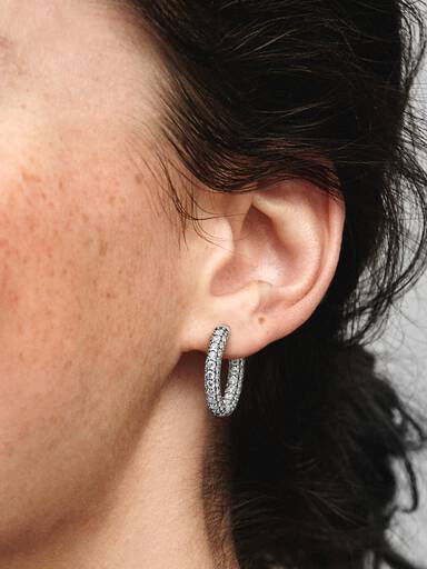Pandora Timeless Pavé Single-row Hoop Earrings