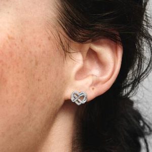 Sparkling Infinity Heart Stud Earrings