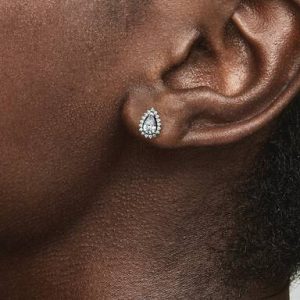Sparkling Pear Halo Stud Earrings