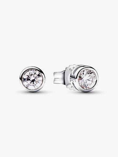 Pandora Era Bezel Lab-grown Diamond Pendant Necklace and Earrings set 0.45 carat tw Sterling Silver - Image 3