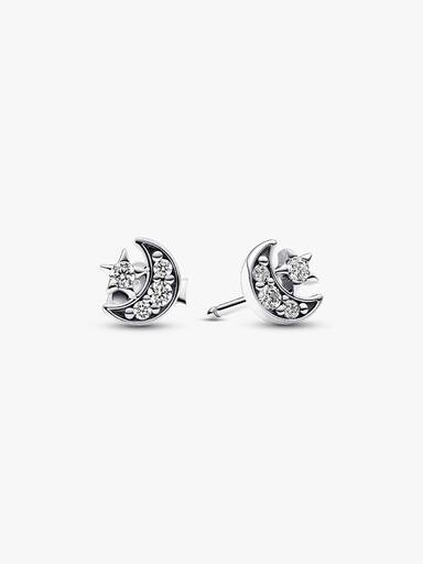 Sparkling Moon & Star Stud Earrings - Image 2