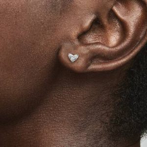 Triple Stone Heart Stud Earrings