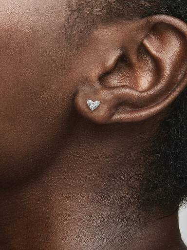 Triple Stone Heart Stud Earrings