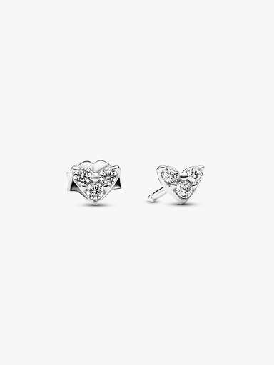 Triple Stone Heart Stud Earrings - Image 2