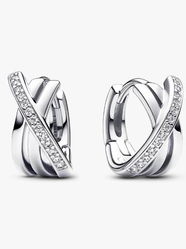 Crossover Pavé Hoop Earrings - Image 2