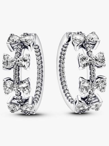 Sparkling Bow Row Hoop Earrings - Image 2