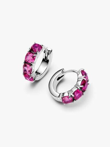 Pink Hoop Earrings - Image 3