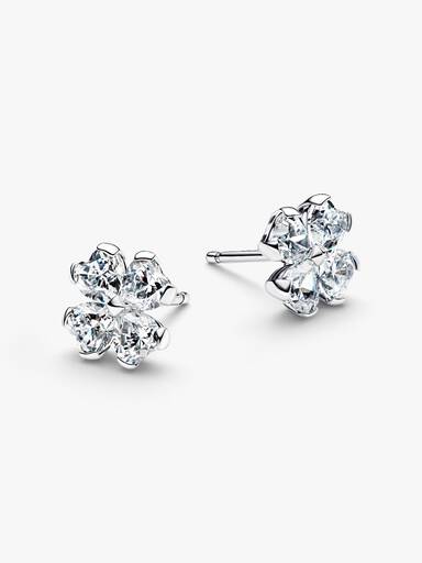 Sparkling Lucky Clover Stud Earrings - Image 3