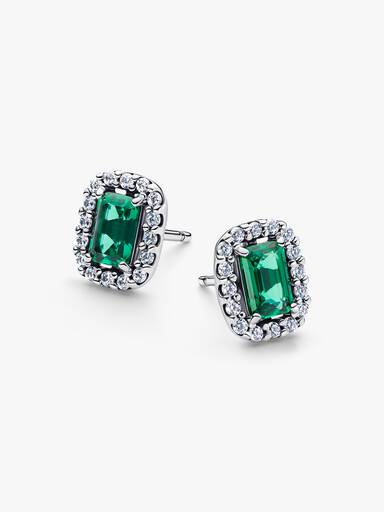 Sparkling Rectangular Stud Earrings - Image 4