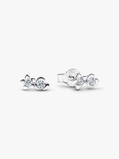 Pandora Talisman Sterling Silver Lab-Grown Diamond Heart & Star Stud Earrings - Image 2