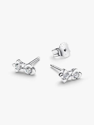 Pandora Talisman Sterling Silver Lab-Grown Diamond Heart & Star Stud Earrings - Image 3