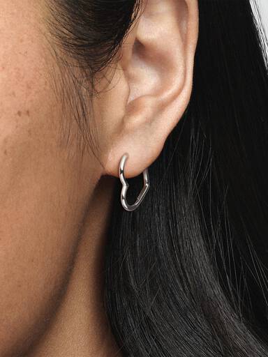 Asymmetrical Heart Hoop Earrings