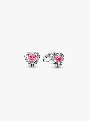 Elevated Pink Heart Stud Earrings - Image 2