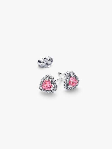 Elevated Pink Heart Stud Earrings - Image 4