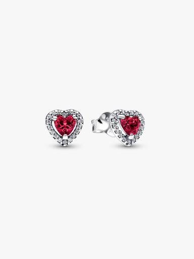 Elevated Red Heart Stud Earrings - Image 2