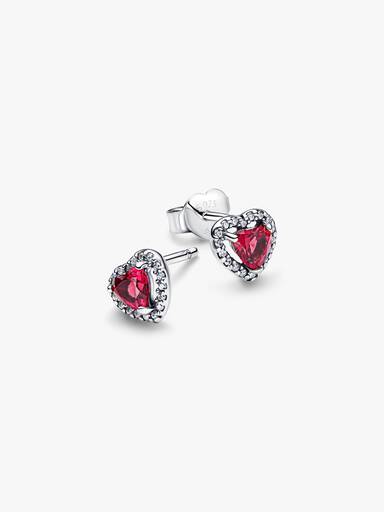 Elevated Red Heart Stud Earrings - Image 4