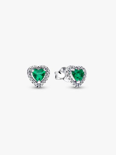 Elevated Green Heart Stud Earrings - Image 2