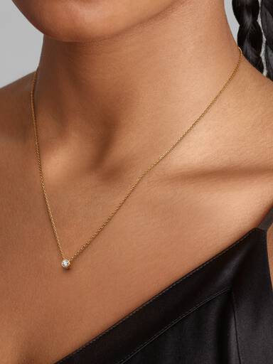 Pandora Era Bezel 14k Gold Lab-grown Diamond Pendant Necklace