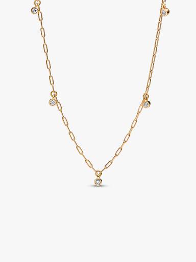 Pandora Era Bezel Lab-Grown Diamond Dangle Station Paperclip Chain Necklace - Image 2