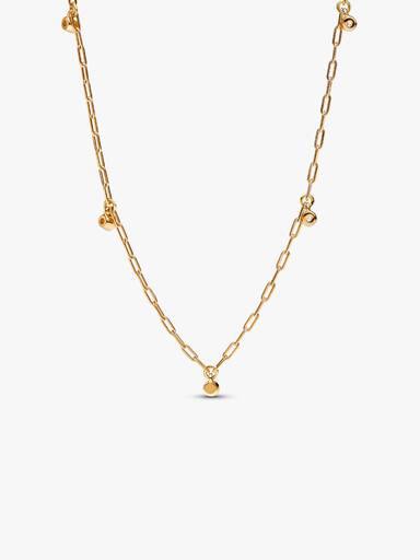Pandora Era Bezel Lab-Grown Diamond Dangle Station Paperclip Chain Necklace - Image 4