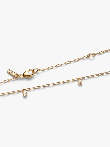 Pandora Era Bezel Lab-Grown Diamond Dangle Station Paperclip Chain Necklace - Image 6