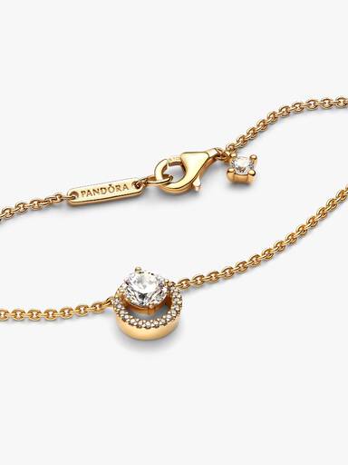 Sparkling Round Halo Pendant Collier Necklace - Image 6