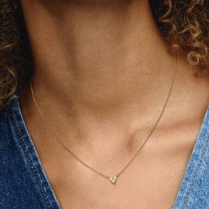 Triple Stone Heart Collier Necklace