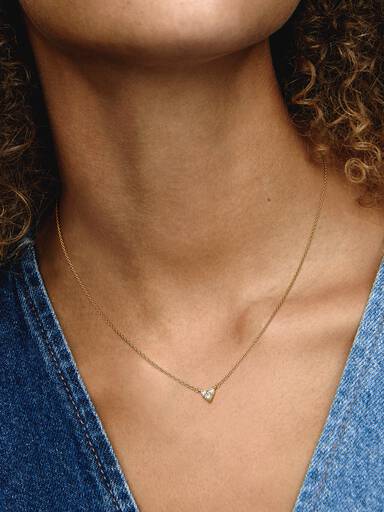 Triple Stone Heart Collier Necklace