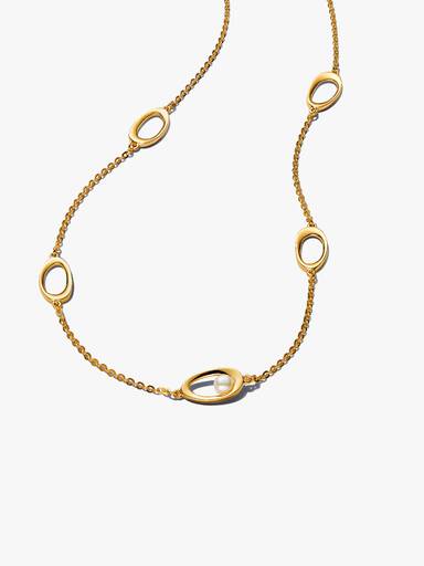 Organically Shaped Oval & Treated Freshwater Cultured Pearl Necklace - Image 2
