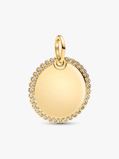Engravable Sparkling Round Tag Pendant Necklace - Image 3