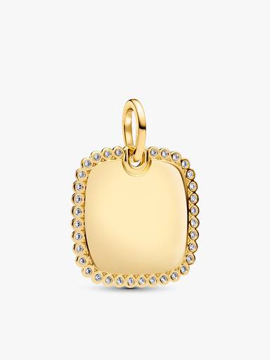 Engravable Sparkling Square Tag Pendant Necklace - Image 3