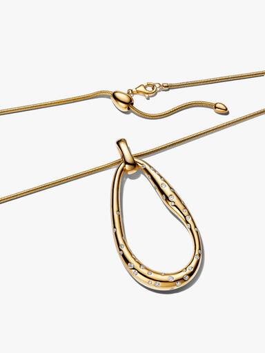Organically Shaped Stone-Set Statement Pendant Necklace - Image 3