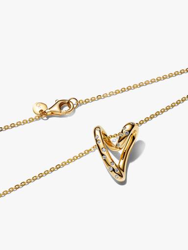 Organically Shaped Stone-Set Heart Pendant Necklace - Image 3