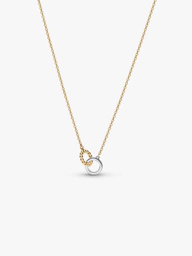 Beads & Pavé Interlocking Circles Necklace - Image 4