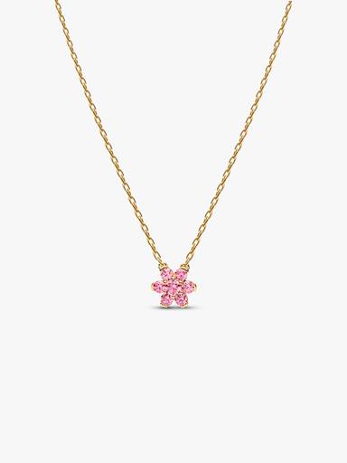 Sparkling Pink Flower Necklace & Earrings Set - Image 2