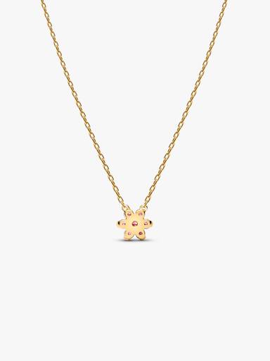 Sparkling Pink Flower Pendant Necklace - Image 4