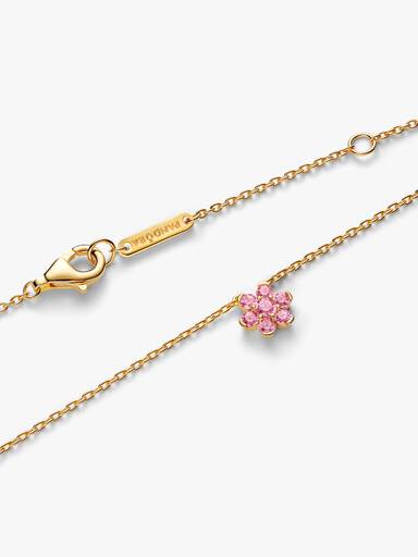 Sparkling Pink Flower Pendant Necklace - Image 5