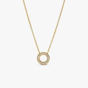 Pandora Logo Pavé Circle Collier Necklace