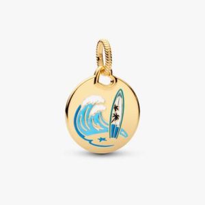 Surfing Round Tag Dangle Charm