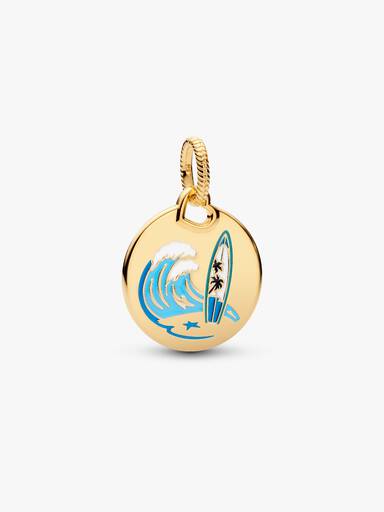 Surfing Round Tag Dangle Charm