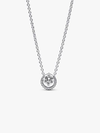 Sparkling Round Halo Necklace and Earring Set - Image 3