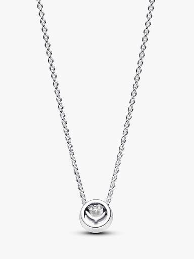 Sparkling Round Halo Pendant Collier Necklace - Image 3