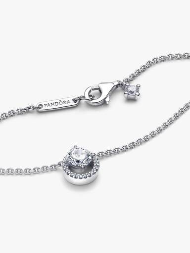Sparkling Round Halo Pendant Collier Necklace - Image 5