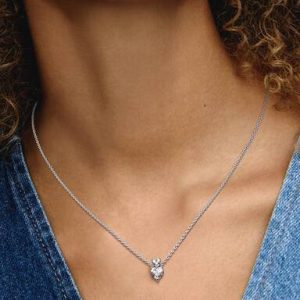 Double Heart Pendant Sparkling Collier Necklace