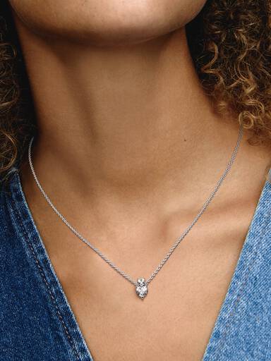 Double Heart Pendant Sparkling Collier Necklace