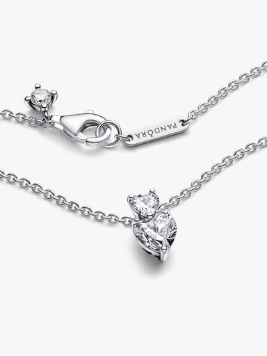 Double Heart Pendant Sparkling Collier Necklace - Image 6