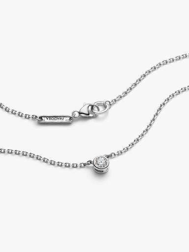 Pandora Era Bezel Sterling Silver Lab-grown Diamond Pendant Necklace - Image 5