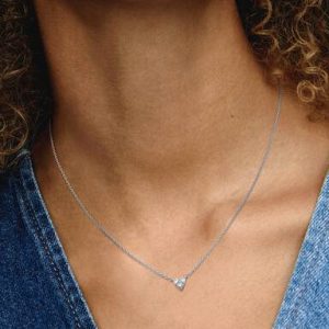Triple Stone Heart Collier Necklace
